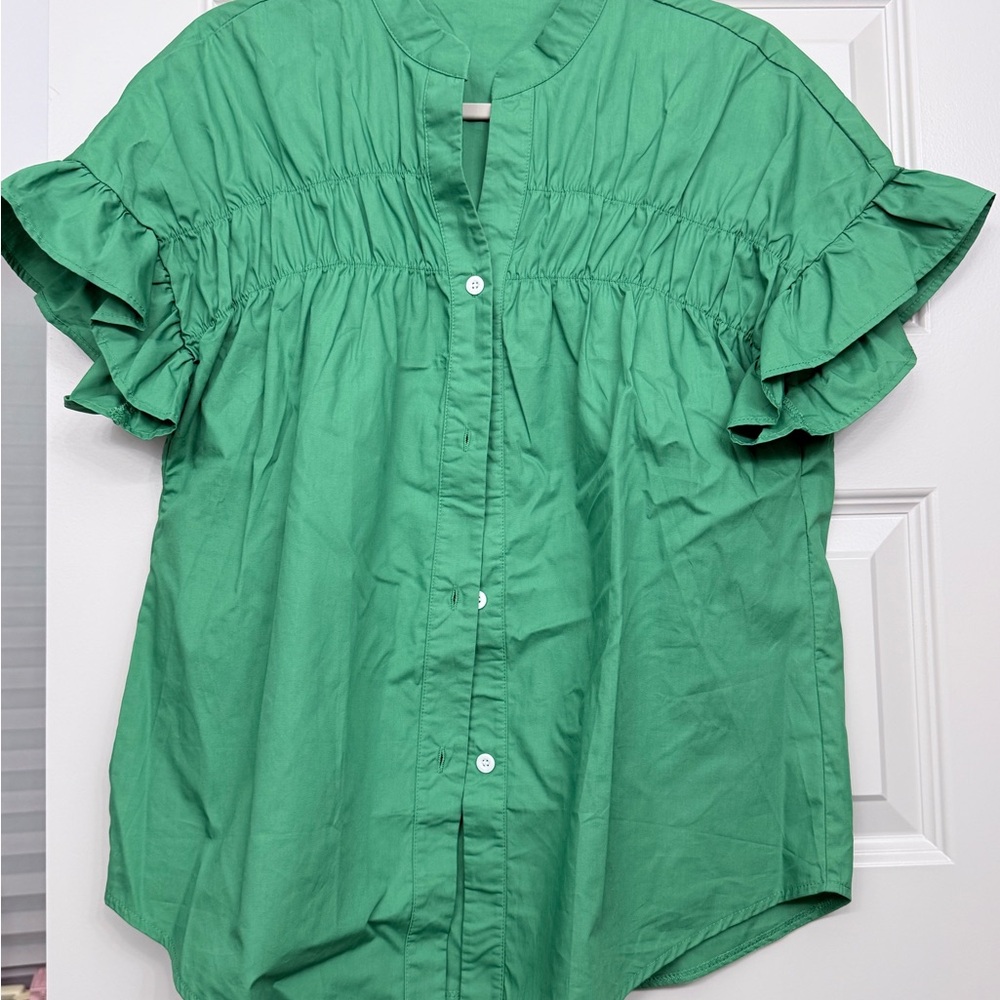 Green Ruffled Women's Boutique Top